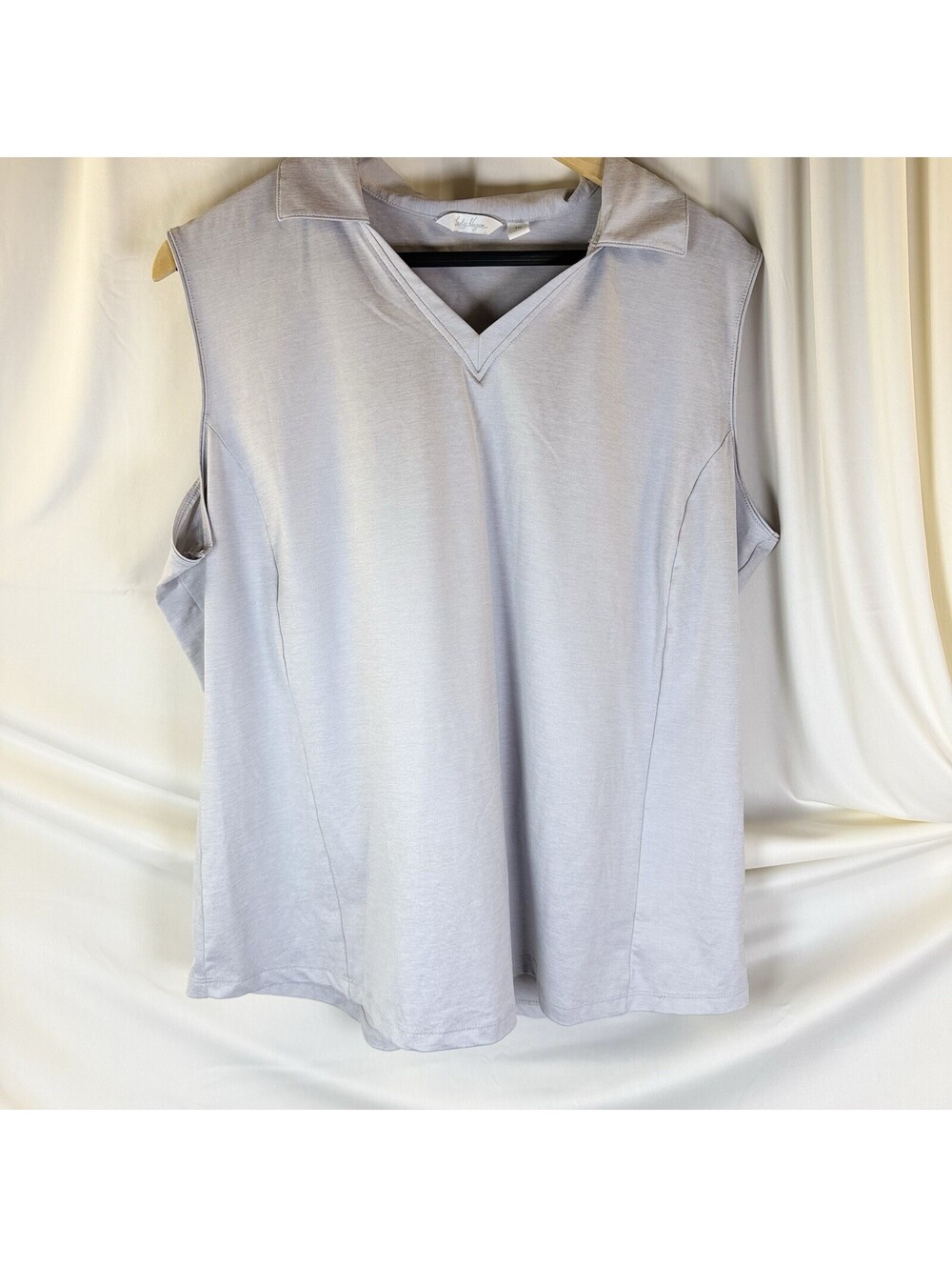 Lady Hagan Plus Women's Golf Shirt Sleeveless Polo Gray 1X Outdoors Stretchy